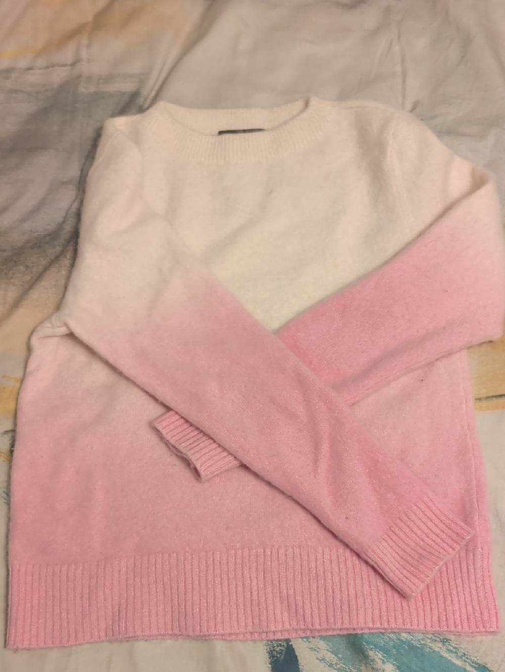 Eric Bompard 100% Cashmere Ombre Pink Cream Crew Neck Sweater